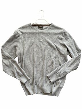 Gutteridge Black Label Cotton Cashmere Knit Pullover Sweater Grey Crewneck Basic